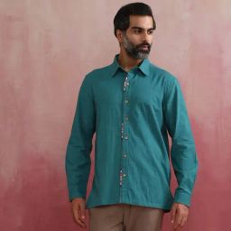 Truebrowns Rangrez Teal Cotton Regular Shirts-image-85