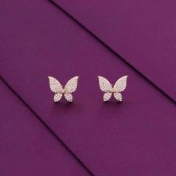 Kai Jewel Sterling Silver Dazzling Butterfly Casual Stud Rose Gold Earrings for Women-image-18