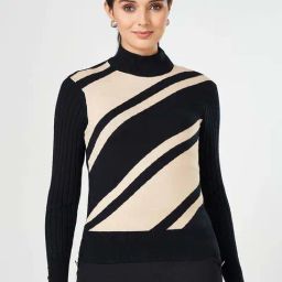 Annabelle by Pantaloons Black Striped Sweater-picture-25