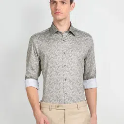 Arrow Grey Cotton Regular Fit Printed Shirt-picture-9