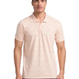 Park Avenue Beige Slim Fit Printed Polo T-Shirt-picture-6