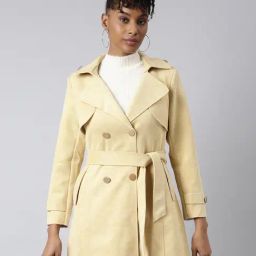 SHOWOFF Yellow Regular Fit Trench Coat-picture-33