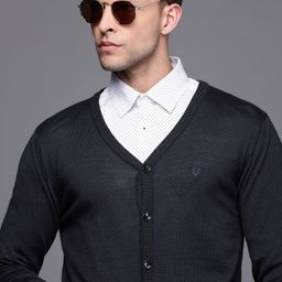 Allen Solly Men Navy Blue Solid Cardigan-image-100