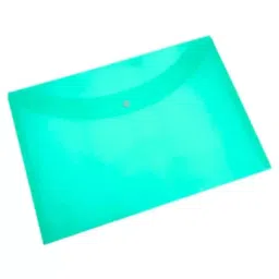 Worldone F/C Size Plain Transparent Green 0.15 mm Thick PP Sheet My Clear Bag with Snap Button, DC255-8