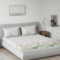 Ddecor Live beautiful Radiance Pink & White 144 TC Cotton King Bedsheet with 2 Pillow Covers-38