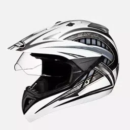 Studds N4 White Medium (570 mm) Off Road-Full Face Helmet, Motocross D2 Decor With Visor-image-64