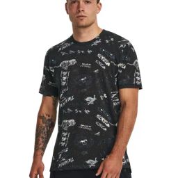 Under Armour Black Cotton Slim Fit Printed Sports T-Shirt-image-91