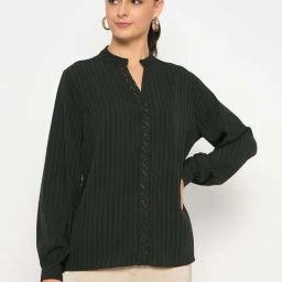 MADAME Green Striped Top-29