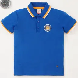 Ed-a-Mamma Kids Blue Cotton Applique Polo T-Shirt-picture-6