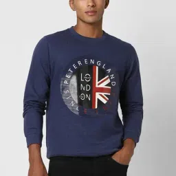 Peter England Jeans Mid Navy Slim Fit Printed Sweatshirt-picture-4