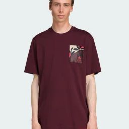 Adidas Burgundy Cotton Loose Fit Sports T-Shirt-image-32