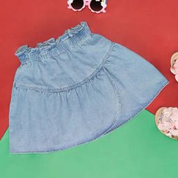 Pantaloons Junior Medium Blue Cotton Regular Fit Skirt-image-30
