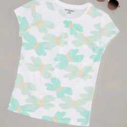 Pantaloons Junior Girls Antique White & Green Cotton Printed T-Shirts-image-44