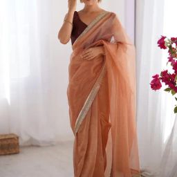 Saree Mall Peach Net Embellished Saree with Blouse Piece-picture-17