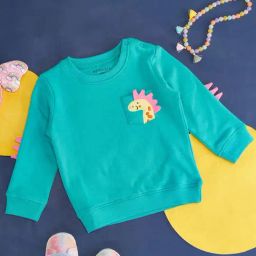 Pantaloons Baby Teal Green Embroidery Cotton Regular Fit Sweatshirt-image-87