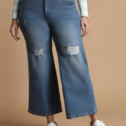Allen Solly Blue Distressed Mid Rise Flared Jeans-image-77