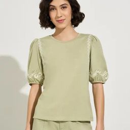 Honey By Pantaloons Green Cotton Regular Fit Embroidered Top-picture-13