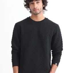 Rare Rabbit Black Regular Fit Textured Sweatshirt-picture-29