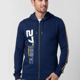 Being Human Navy Regular Fit Printed Hooded Sweatshirt-93