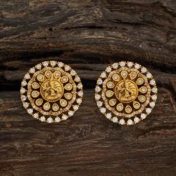 Kushal's Fashion Jewellery White Classic Polished Antique Stud Earrings-picture-31