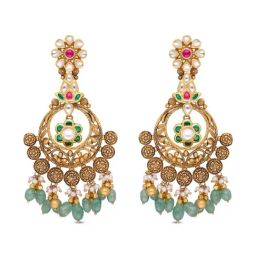 CKC Timeless Elegance: Heritage Gold Drops Set with Kundan and Stones-41