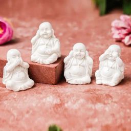 eCraftIndia Set of 4 White Baby Monk Buddha Statues for Home Decoration-25