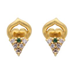 C. Krishniah Chetty Group Gold Regal Radiance Heart & Green Gemstone Earrings-12