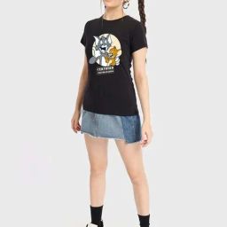 Bewakoof Black Graphic Regular Fit T-Shirt-image-6