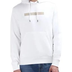 Calvin Klein White Regular Fit Logo Printed Hooded Sweatshirt-image-52