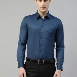 Hancock Navyblue Cotton Slim Fit Striped Shirt-image-20