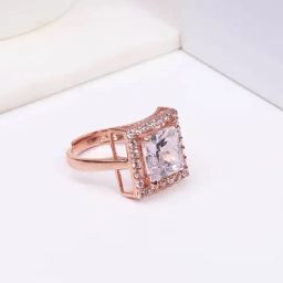 GIVA 92.5 Sterling Silver Rose Gold Square Ring for Women-image-75