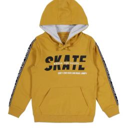 Plum Tree Kids Mustard Graphic Print Full Sleeves Hoodie Sweatshirt-image-3