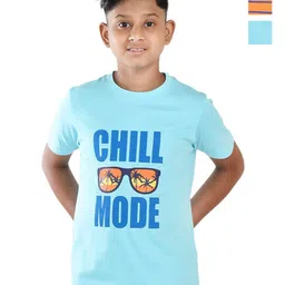 Clothe Funn Boys Pack Of 2 Typography Printed Round Neck Cotton Casual T-shirt-image-85