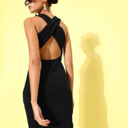 KASSUALLY Women Elegant Black Solid 70s Mini Dress-image-35
