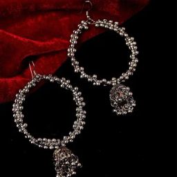 Panash Oxidized Silver-toned Circular Jhumki Earrings-41