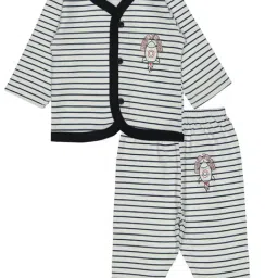 Bodycare Kids White Striped Full Sleeves Shirt with Pyjamas-image-94