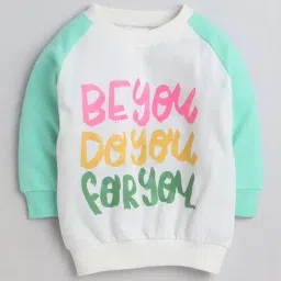 Bumzee Kids White Printed Full Sleeves Sweatshirt-image-3