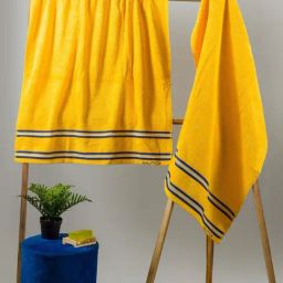 Nautica Vintage Crew Stripe Yellow Cotton 500 GSM Super Soft Zero Twist Bath Towel - Set of 2-picture-17