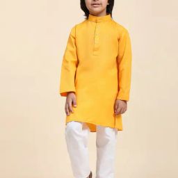 Pro-Ethic Style Developer Kids Orange Printed Full Sleeves Kurta with Pyjamas-23