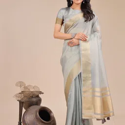 ALAGINI Woven Design Zari Organza Saree-43
