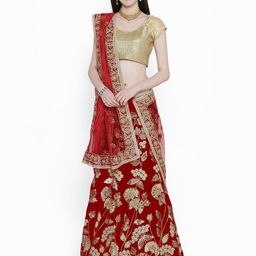 Chhabra 555 Red & Gold-Toned Embellished Semi-Stitched Lehenga & Unstitched Blouse with Dupatta-picture-41