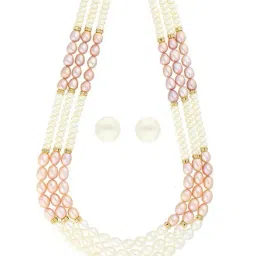 Sri Jagdamba Pearls Golden Alloy Necklace & Earring Set-image-49