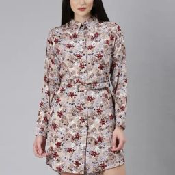 SHOWOFF Multicolor Floral Print Shirt Dress-image-43