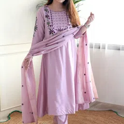 NIZA FASHION Women Embroidered Chanderi Silk Kurta with Trousers & With Dupatta-picture-44