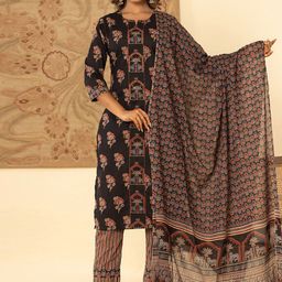 Meena Bazaar Women Ethnic Motifs Printed Regular Kurta with Trousers & Dupatta-15