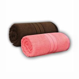 Dollar Brown & Peach-Coloured 2 Pieces Cotton 600 GSM Bath Towel-33