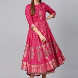 Juniper Fuchsia Printed A Line Kurti-image-35