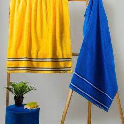 Nautica Vintage Crew Stripe Yellow & Royal Blue Cotton 500 GSM Zero Twist Bath Towel - Set of 2-image-20