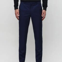 SELECTED HOMME Royal Blue Slim Fit Flat Front Trousers-image-12