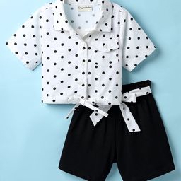 CrayonFlakes Girls Printed Pure Cotton Shirt With Shorts-image-89